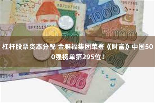杠杆股票资本分配 金雅福集团荣登《财富》中国500强榜单第295位！