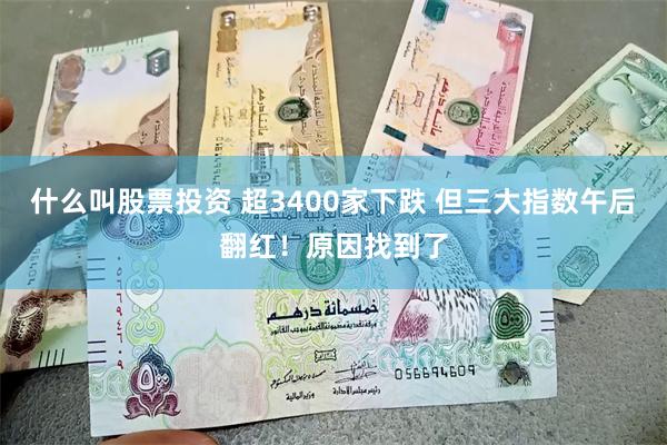 什么叫股票投资 超3400家下跌 但三大指数午后翻红！原因找到了